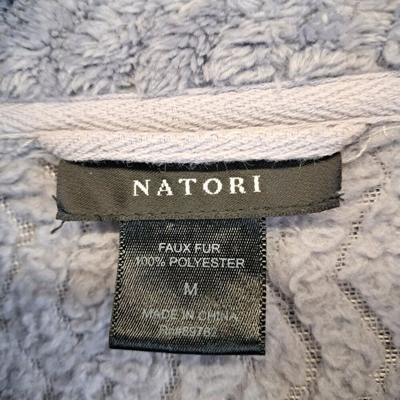 Natori Faux Fur Lavender Zip-Front Caftan Robe Size M - Picture 10 of 12